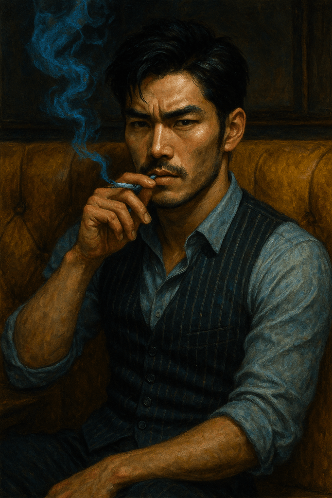 Karasu in a booth at the Den.