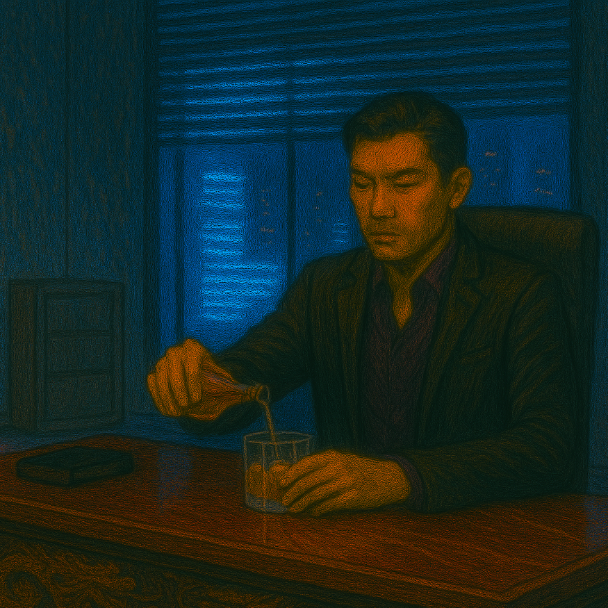 Rei and Karasu in the Den's back office.