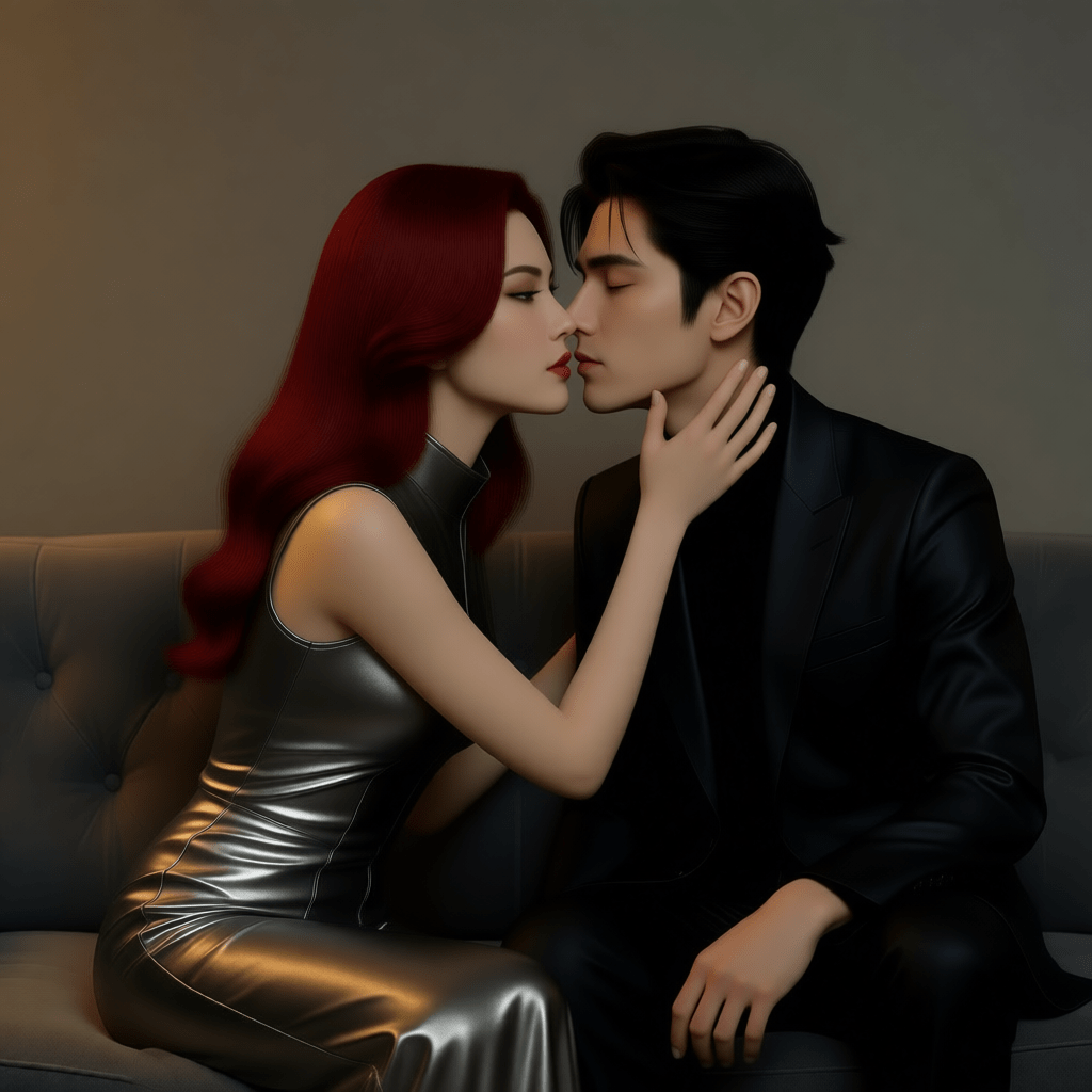 Rei and Takumi almost kissing.