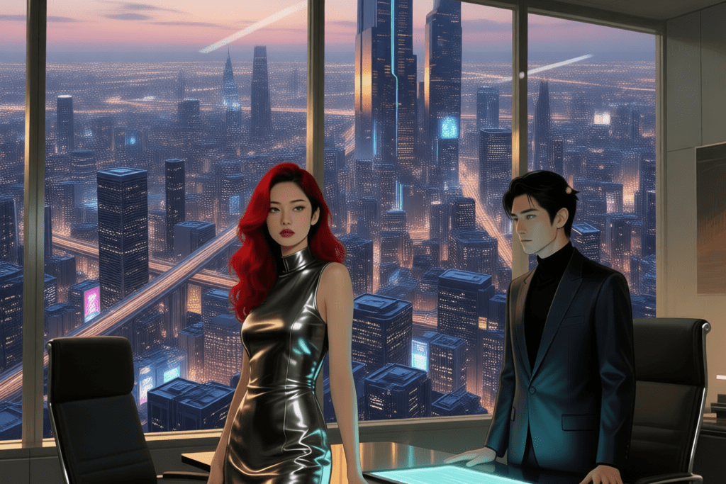 Rei and Takumi in Kuroda Plaza.