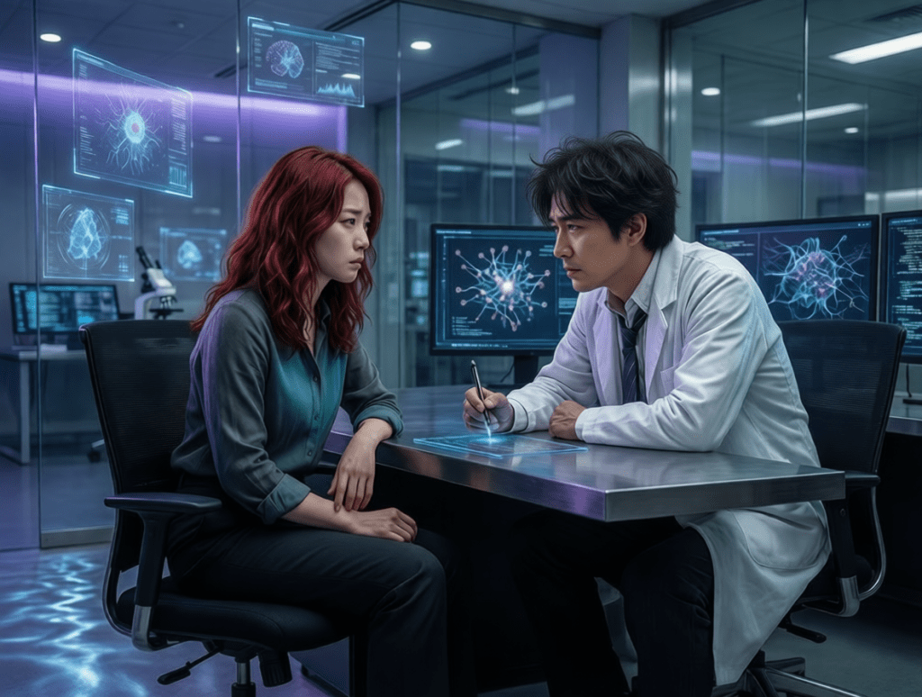 Kauro Sato and Rei in lab.