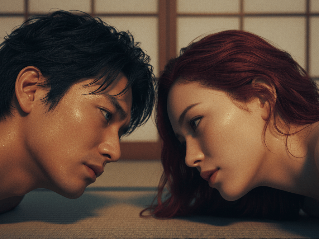 Takumi and Rei on dojo floor.